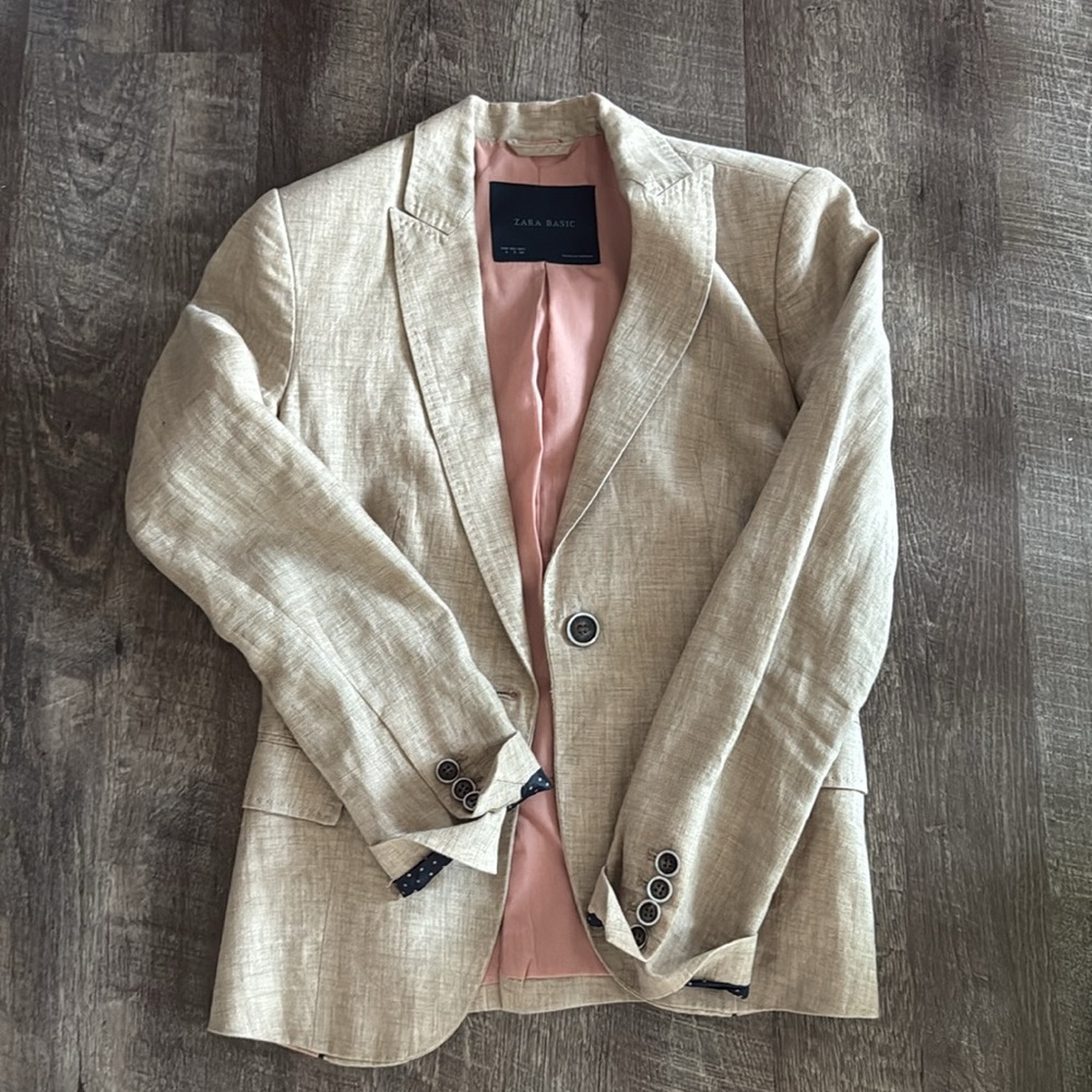 Linen Tan Blazer by Zara, Small - Picture 2 of 11